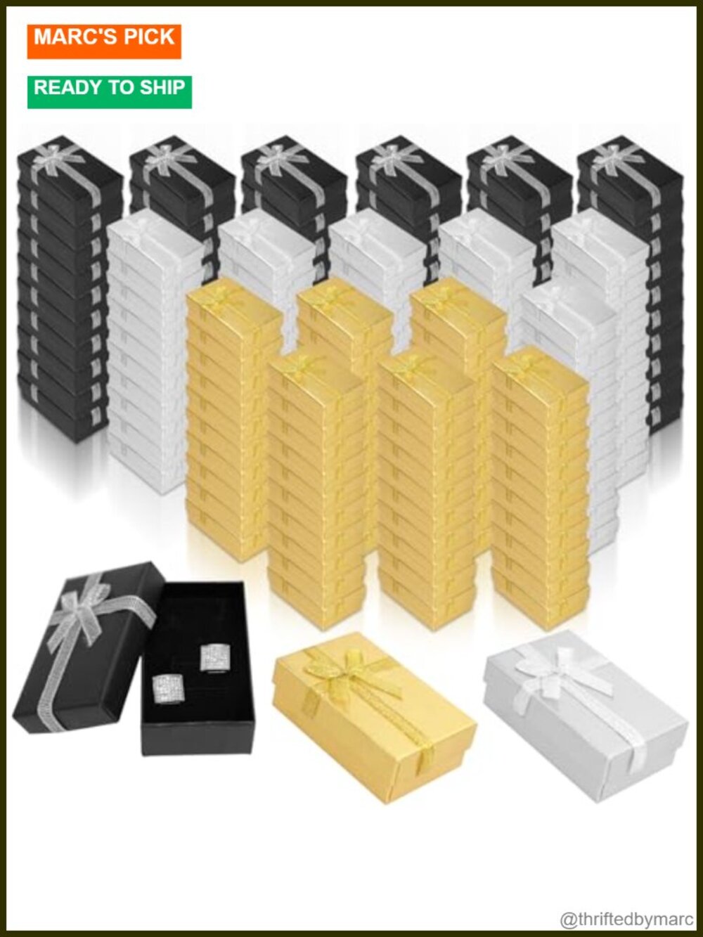 180 Pc Jewelry Gift Boxes with Lids Cardboard Ring Earring Packaging